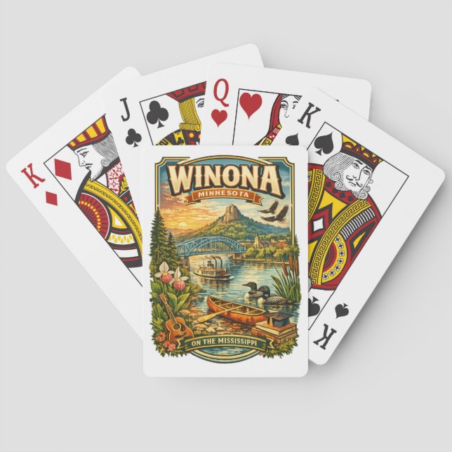 Baralho Winona, MN Minnesota Souvenir Gift Playing Cards (Verso)