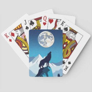 Baralho Wolf Howling na lua cheia