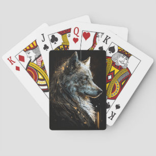 Baralho Wolf Portrait Animal Nature Wildlife Dark Painting