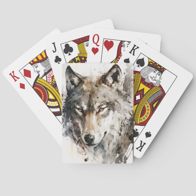 Baralho Wolf Portrait Animal Painting Willife Forest (Verso)