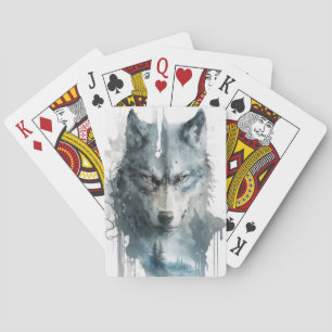 Baralho Wolf Portrait Animal Painting Willife Forest