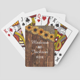 Baralho Wood Rustic & Burlap Sunflower Wedée Favor