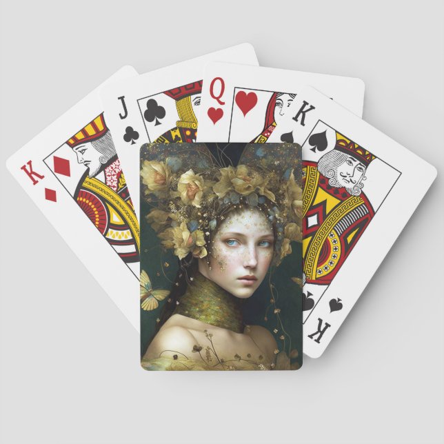 Baralho Woodland Green Fairy Fantasy Art (Verso)