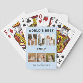 Baralho World's Best Mom Custom 6 Photo Blue Poker Cards