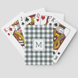 Baralho Xadrez Gingham Verde Personalizado com Monograma