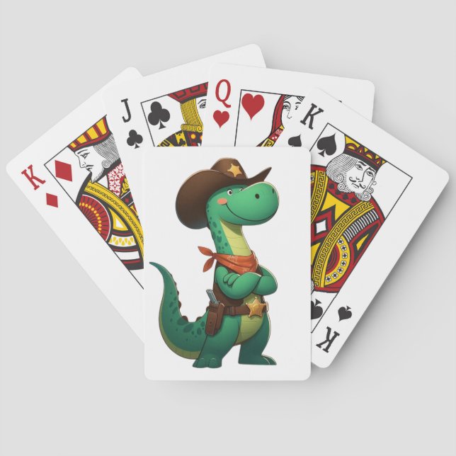 Baralho Xerife/vaqueiro de dinossauro bonito (Verso)
