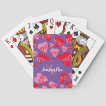 XOXO Pink Red Heart Pattern Monograma Roxo
