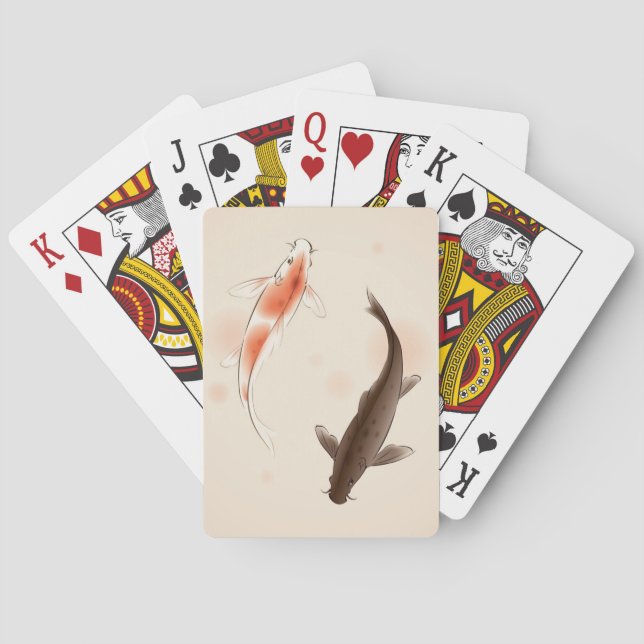 Baralho Yin Yang Koi pesca na pintura oriental do estilo (Verso)