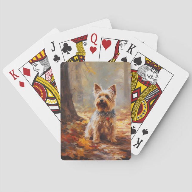 Baralho Yorkshire Terrier em Autumn Leaves Cai Inspire (Verso)
