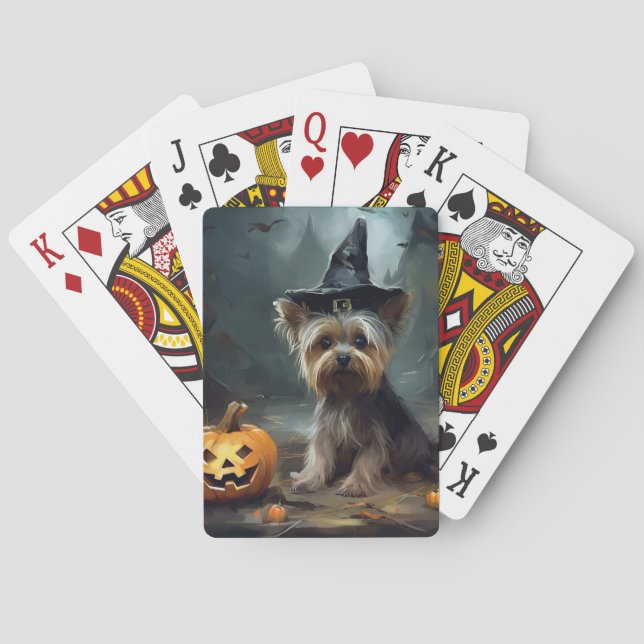 Baralho Yorkshire Terrier Pumpkins Halloween Scary (Verso)