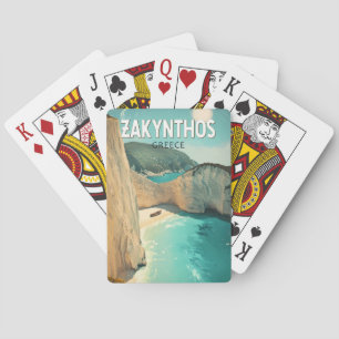 Baralho Zakynthos Grécia Ilustração Arte de Viagem Vintage
