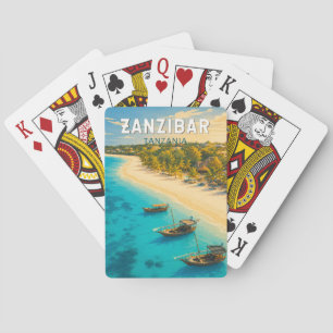 Baralho Zanzibar Tanzânia Ilustração Arte de Viagem Vintag
