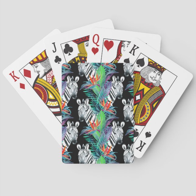 Baralho Zebra And Exotic Flowers Pattern (Verso)