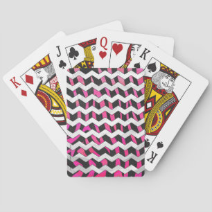 Baralho Zebra Chevron Preto e Rosa Quente