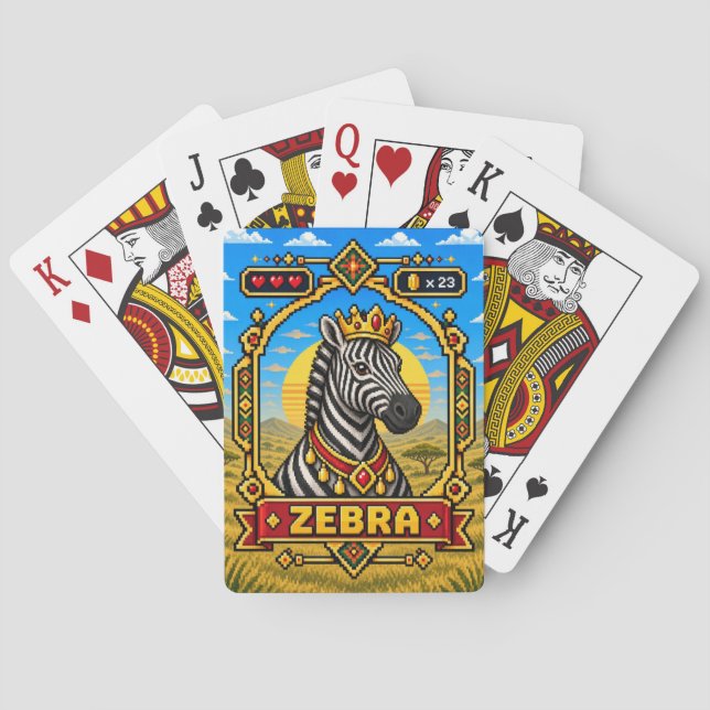 Baralho Zebra Retro Arte Pixel 8-Bit (Verso)