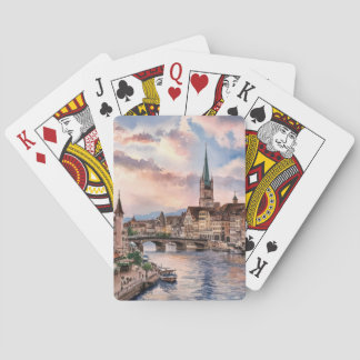 Baralho Zurich Switzerland Watercolor Painting