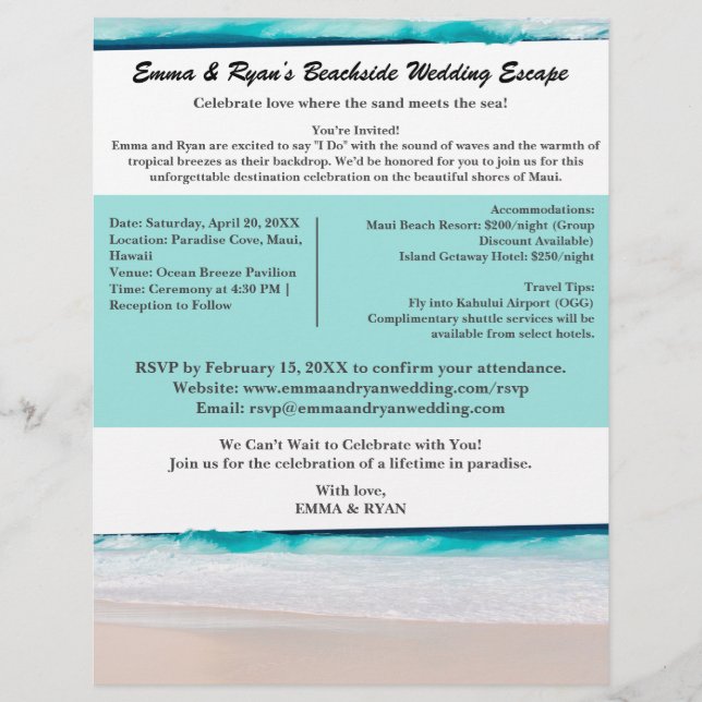 Barato Beach Destination Wedding Flyer (Frente)