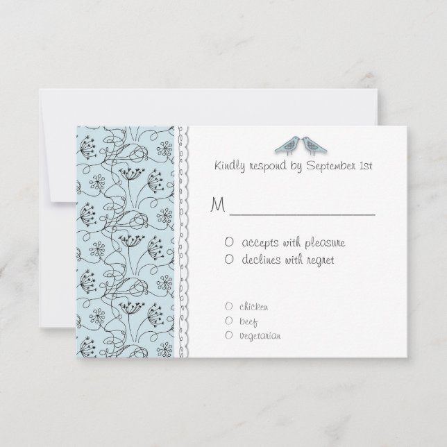 Barato de Resposta de RSVP para Aves Azuis Felizes (Frente)