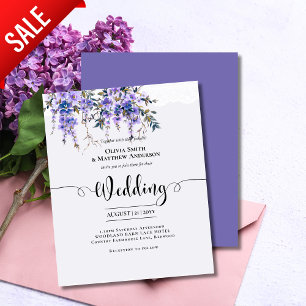 Barato Wisteria Purple Floral Lace Wedding Inv