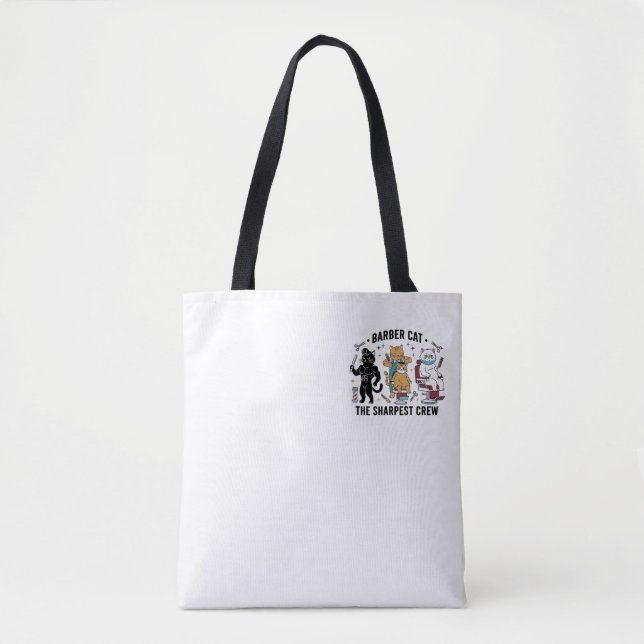 Barber Cat Sharpest Crew - Premium Artistic Tote B (Frente)
