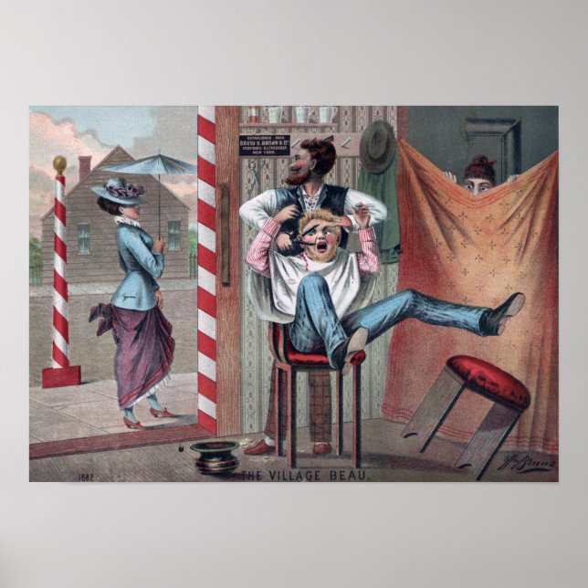 Barber Comprar Poster vintage de Imagens Humorosas (Frente)