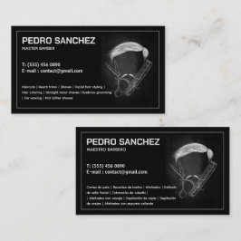 Barber Hairstylist Cartão de visita bilíngue espan