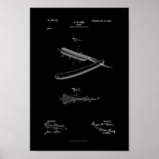Barber Razor Patent Poster Trabalho de arte