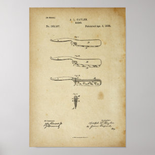 Barber Razor, Poster de Patente Antiquada, LooK An