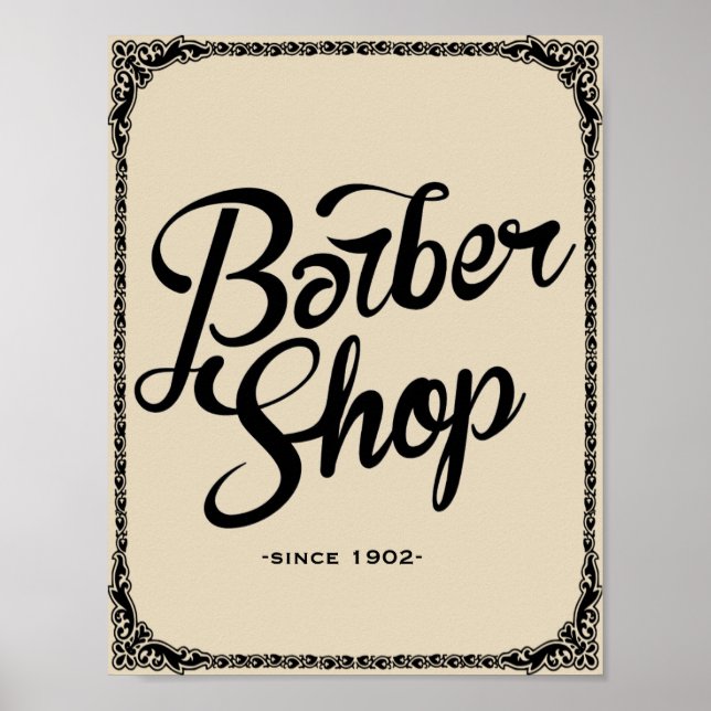 barber shop since 1902 vintage poster art print (Frente)