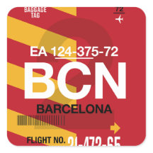 Barcelona - Adesivos Quadrados de Viagem