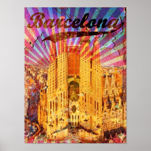 Barcelona, Espanha, Poster vintage