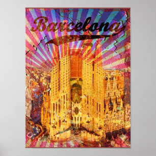 Barcelona, Espanha, Poster vintage