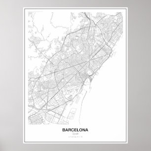 Barcelona, Spain Minimalist Map Poster (Style 2)