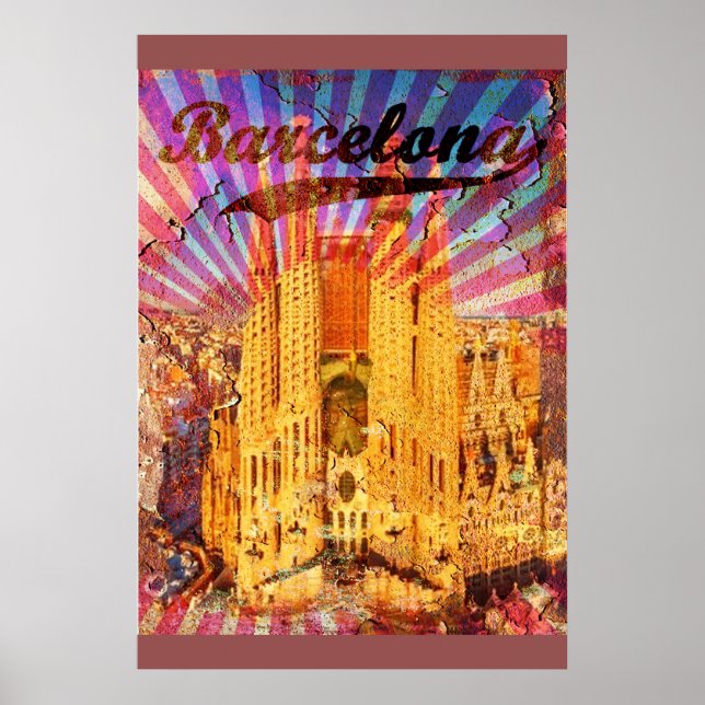 Barcelona, Spain, Vintage poster (Frente)