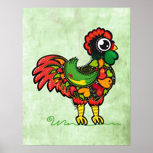 Barcelos Portuguese Rooster print poster (Frente)