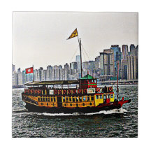 Barco chinês Victoria Harbor Hong Kong