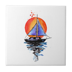 Barco de velas roxas