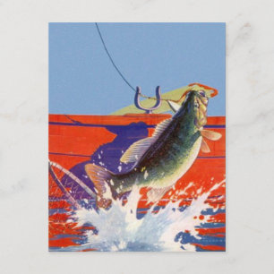 Barco vermelho do convite vazio ido pescar peixes