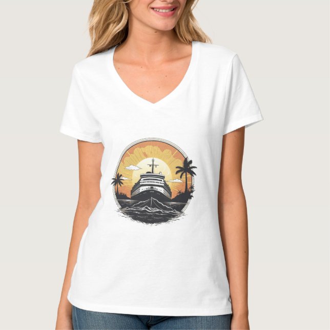 Barco Vintage na camiseta Sunset (Frente)