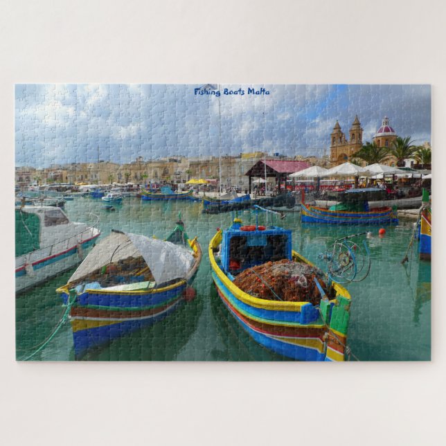 Barcos de Pesca de Malta. Quebra-Cabeça (Horizontal)