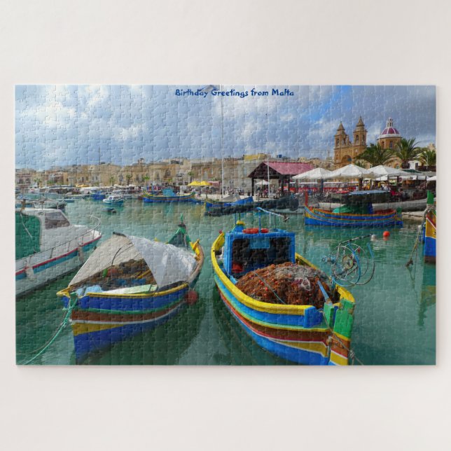 Barcos de Pesca de Malta. Quebra-Cabeça (Horizontal)