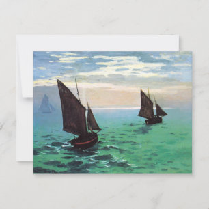 Barcos de pesca de Monet em convites do mar
