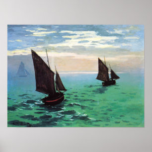 Barcos de pesca de Monet no poster do mar