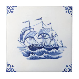 barcos de pesca de reproduções de azulejos de deri