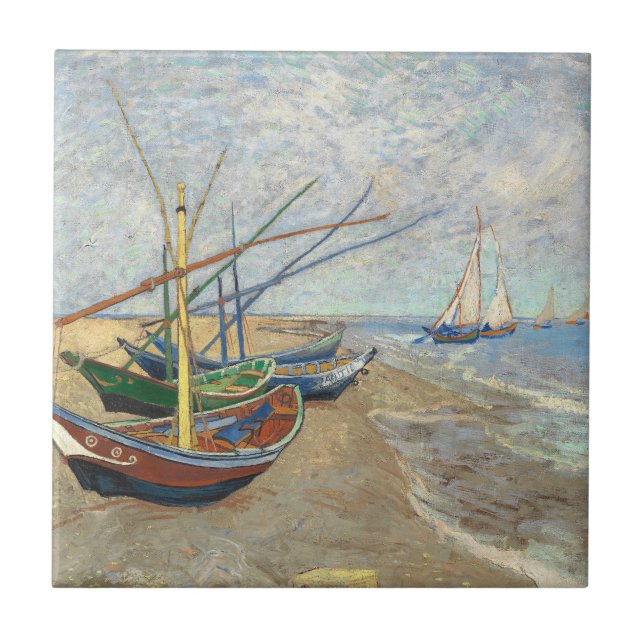 Barcos de pesca na praia por Vincent Van Gogh (Frente)