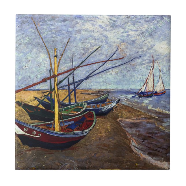 Barcos de Pesca Van Gogh em Praia (Frente)