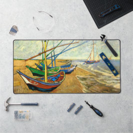 Barcos de pesca Van Gogh na praia em Saintes Marie