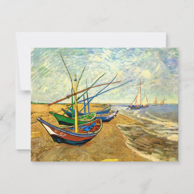 Barcos de pesca Van Gogh na praia em Saintes Marie (Frente)