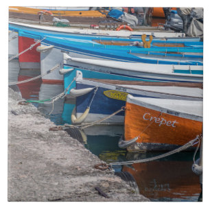 Barcos de pesca veem azulejo cerâmico