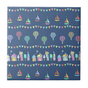 Barcos de vela e Padrão de Bunting Urbanês à beira